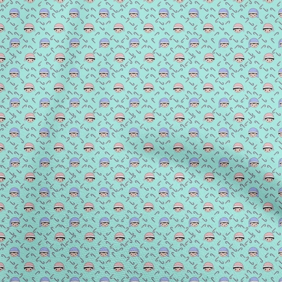 oneOone Polyester Spandex Aqua Blue Fabric Christmas Sewing Craft Projects Fabric Prints By Yard 56 Inch Wide