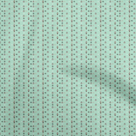 oneOone Polyester Spandex Aquamarine Green Fabric Christmas Sewing Material Print Fabric By The Yard 56 Inch Wide