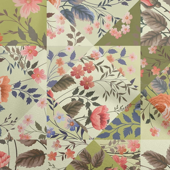 oneOone Polyester Spandex Beige Fabric Florals Sewing Material Print Fabric By The Yard 56 Inch Wide