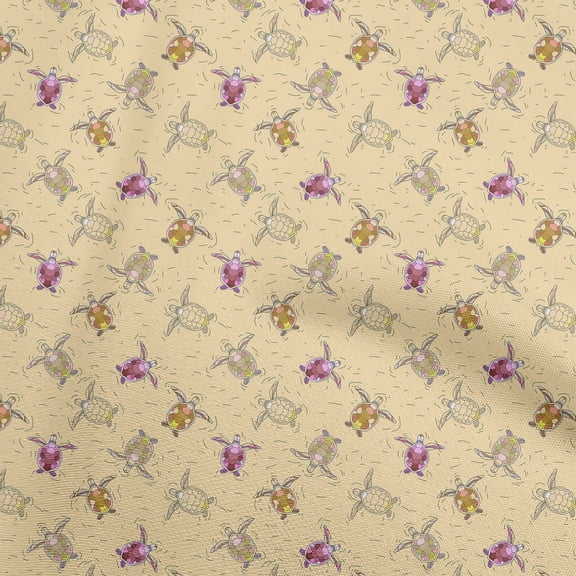 oneOone Polyester Spandex Beige Fabric Ocean Turtles Sewing Craft Projects Fabric Prints By Yard 56 Inch Wide