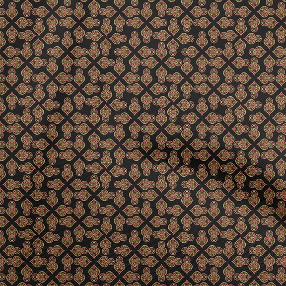 oneOone Polyester Spandex Black Fabric Asian Floral Quilting Supplies Print Sewing Fabric By The Yard 56 Inch Wide