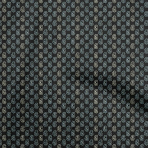oneOone Polyester Spandex Black Fabric Asian Paisley Fabric For Sewing Printed Craft Fabric By The Yard 56 Inch Wide