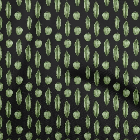 oneOone Polyester Spandex Black Fabric Cactus Craft Projects Decor Fabric Printed By The Yard 56 Inch Wide