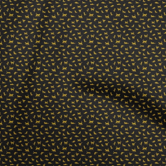 oneOone Polyester Spandex Black Fabric Cat Sewing Fabric By The Yard Printed Diy Clothing Sewing Supplies 56 Inch Wide