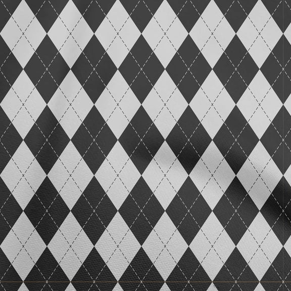 oneOone Polyester Spandex Black Fabric Check Argyle Quilting Supplies Print Sewing Fabric By The Yard 56 Inch Wide