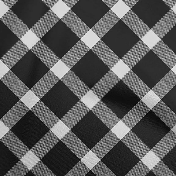 oneOone Polyester Spandex Black Fabric Check Diy Clothing Quilting Fabric Print Fabric By Yard 56 Inch Wide