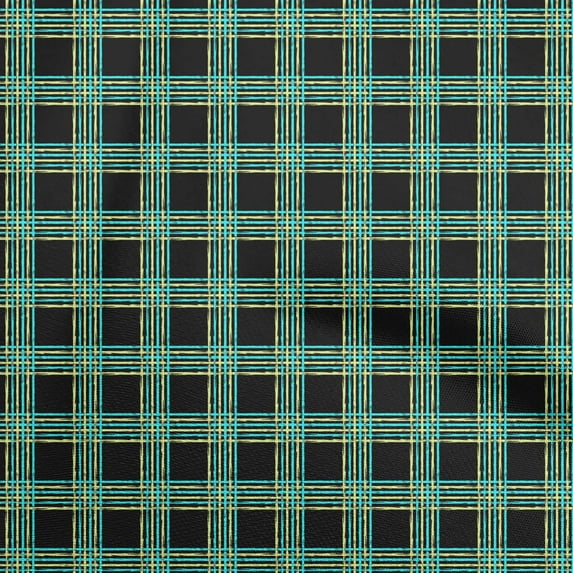 oneOone Polyester Spandex Black Fabric Check Sewing Material Print Fabric By The Yard 56 Inch Wide