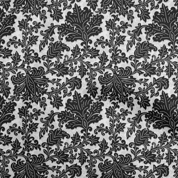 oneOone Polyester Spandex Black Fabric Damask Fabric For Sewing Printed Craft Fabric By The Yard 56 Inch Wide