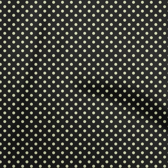 oneOone Polyester Spandex Black Fabric Dot Fabric For Sewing Printed Craft Fabric By The Yard 56 Inch Wide