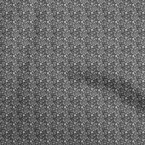 oneOone Polyester Spandex Black Fabric Floral Craft Projects Decor Fabric Printed By The Yard 56 Inch Wide