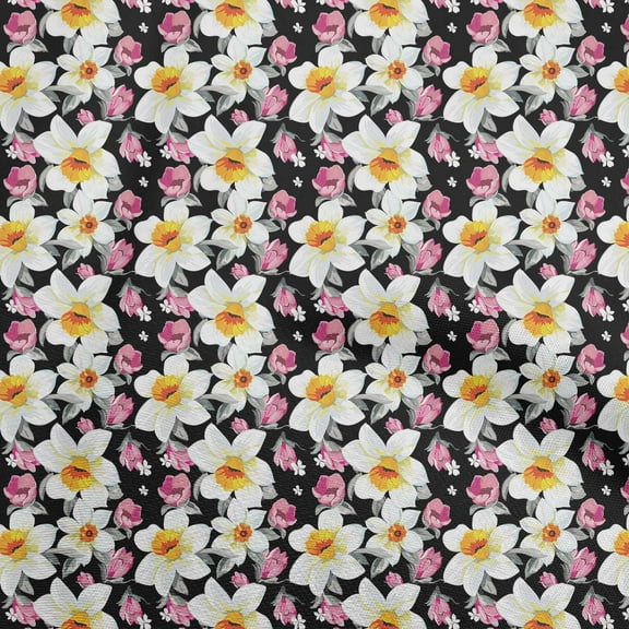 oneOone Polyester Spandex Black Fabric Floral Diy Clothing Quilting Fabric Print Fabric By Yard 56 Inch Wide