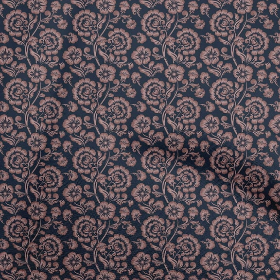oneOone Polyester Spandex Black Fabric Floral Fabric For Sewing Printed Craft Fabric By The Yard 56 Inch Wide
