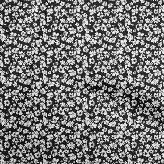 oneOone Polyester Spandex Black Fabric Floral Fabric For Sewing Printed Craft Fabric By The Yard 56 Inch Wide