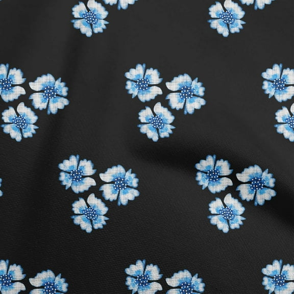 oneOone Polyester Spandex Black Fabric Floral Sewing Craft Projects Fabric Prints By Yard 56 Inch Wide