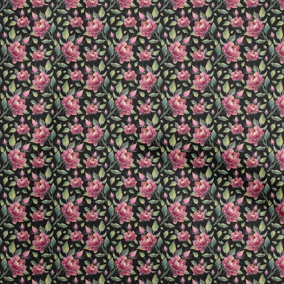 oneOone Polyester Spandex Black Fabric Florals Craft Projects Decor Fabric Printed By The Yard 56 Inch Wide