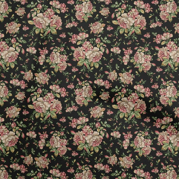 oneOone Polyester Spandex Black Fabric Florals Dress Material Fabric Print Fabric By The Yard 56 Inch Wide