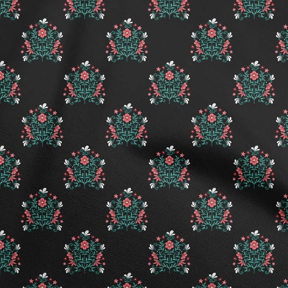 oneOone Polyester Spandex Black Fabric Florals Quilting Supplies Print Sewing Fabric By The Yard 56 Inch Wide