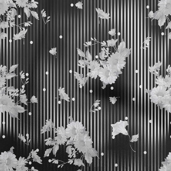 oneOone Polyester Spandex Black Fabric Florals Sewing Material Print Fabric By The Yard 56 Inch Wide