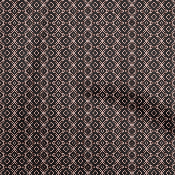 oneOone Polyester Spandex Black Fabric Geometric Craft Projects Decor Fabric Printed By The Yard 56 Inch Wide