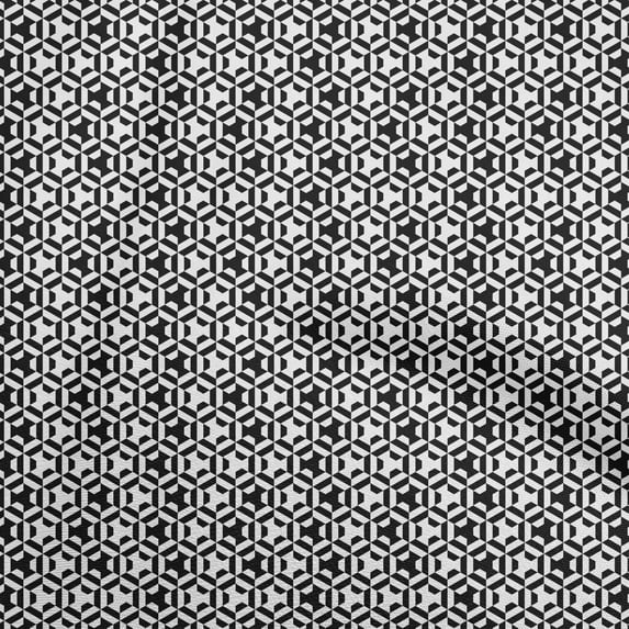 oneOone Polyester Spandex Black Fabric Geometric Sewing Fabric By The Yard Printed Diy Clothing Sewing Supplies 56 Inch Wide