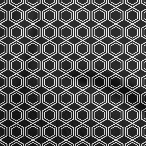 oneOone Polyester Spandex Black Fabric Geometrical Sewing Material Print Fabric By The Yard 56 Inch Wide