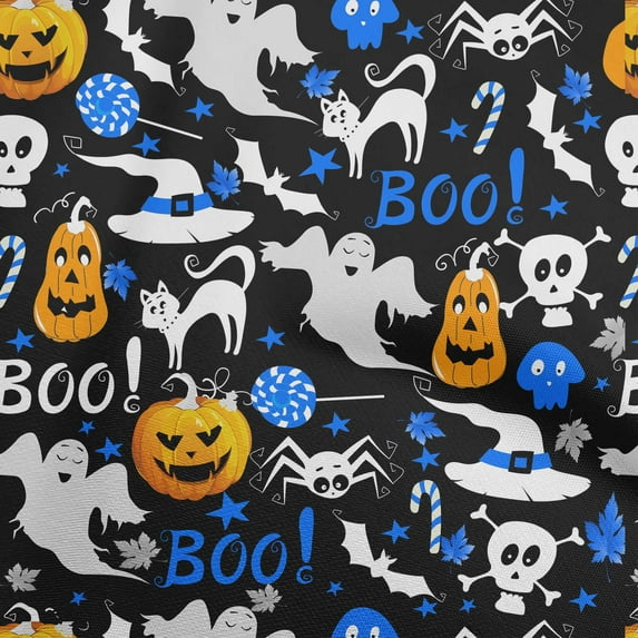 oneOone Polyester Spandex Black Fabric Halloween Fabric For Sewing Printed Craft Fabric By The Yard 56 Inch Wide