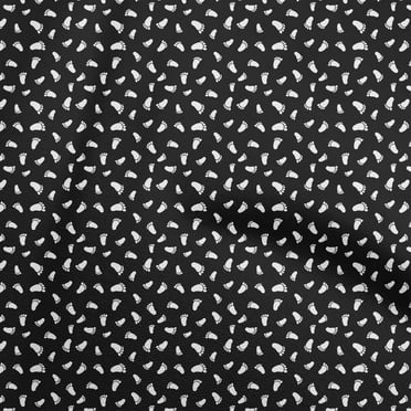 oneOone Polyester Spandex Black Fabric Kids Foot Sewing Craft Projects Fabric Prints By Yard 56 Inch Wide