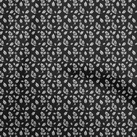 oneOone Polyester Spandex Black Fabric Leaves Diy Clothing Quilting Fabric Print Fabric By Yard 56 Inch Wide
