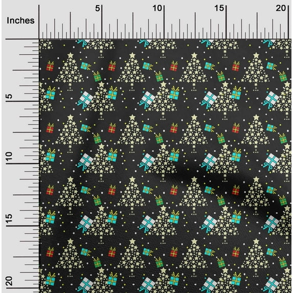 oneOone Polyester Spandex Black Fabric Merry Christmas Fabric For Sewing Printed Craft Fabric By The Yard 56 Inch Wide-VXA