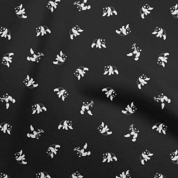 oneOone Polyester Spandex Black Fabric Panda Dress Material Fabric Print Fabric By The Yard 56 Inch Wide