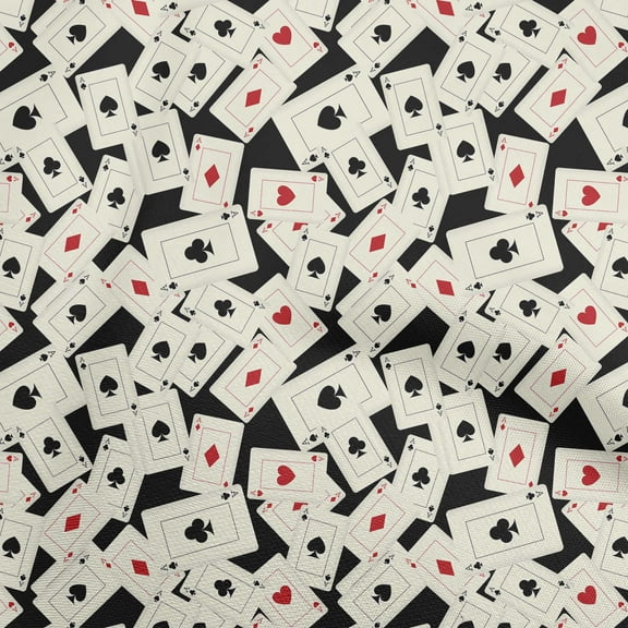 oneOone Polyester Spandex Black Fabric Poker Card Craft Projects Decor Fabric Printed By The Yard 56 Inch Wide
