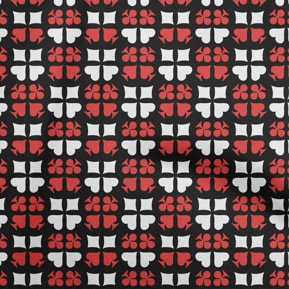 oneOone Polyester Spandex Black Fabric Poker Card Sewing Craft Projects Fabric Prints By Yard 56 Inch Wide