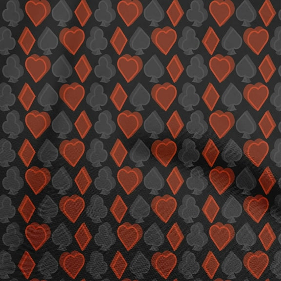 oneOone Polyester Spandex Black Fabric Poker Card Sewing Material Print Fabric By The Yard 56 Inch Wide