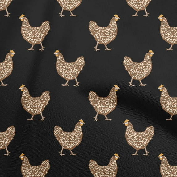 oneOone Polyester Spandex Black Fabric Rooster Cock Craft Projects Decor Fabric Printed By The Yard 56 Inch Wide