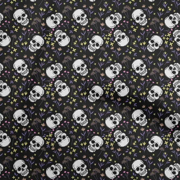 oneOone Polyester Spandex Black Fabric Skull Diy Clothing Quilting Fabric Print Fabric By Yard 56 Inch Wide-aB