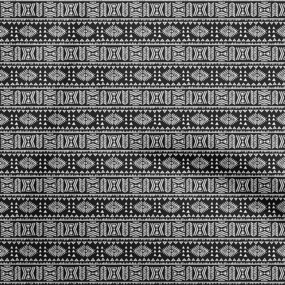 oneOone Polyester Spandex Black Fabric Tribal Fabric For Sewing Printed Craft Fabric By The Yard 56 Inch Wide