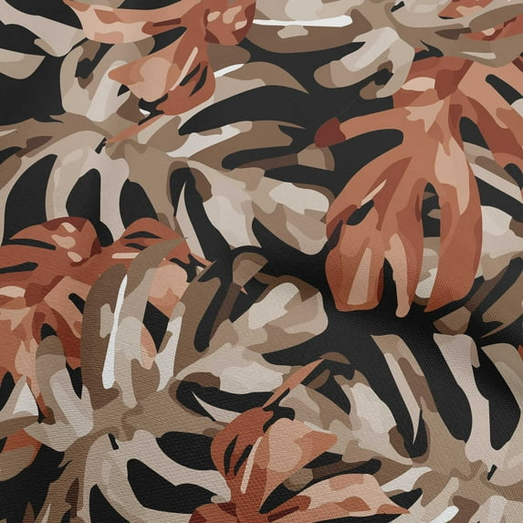 oneOone Polyester Spandex Black Fabric Tropical Palm Leaf Sewing Fabric By The Yard Printed Diy Clothing Sewing Supplies 56 Inch Wide