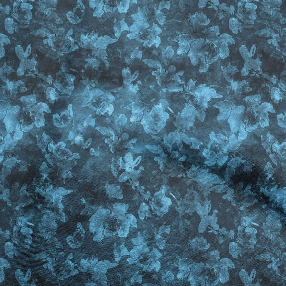oneOone Polyester Spandex Blue Fabric Abstract Floral Craft Projects Decor Fabric Printed By The Yard 56 Inch Wide-4rb