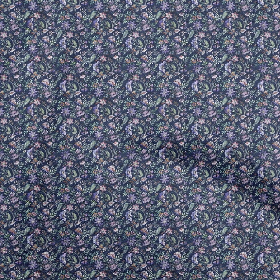 oneOone Polyester Spandex Blue Fabric Batik Craft Projects Decor Fabric Printed By The Yard 56 Inch Wide