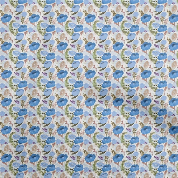 oneOone Polyester Spandex Blue Fabric Floral Fabric For Sewing Printed Craft Fabric By The Yard 56 Inch Wide