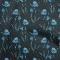 oneOone Polyester Spandex Blue Fabric Floral Retro Dress Material Fabric Print Fabric By The Yard 56 Inch Wide