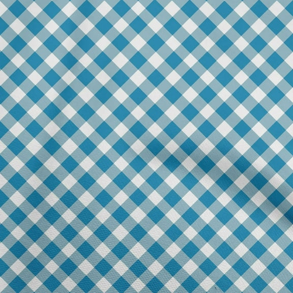 oneOone Polyester Spandex Blue Fabric Gingham Check Sewing Craft Projects Fabric Prints By Yard 56 Inch Wide