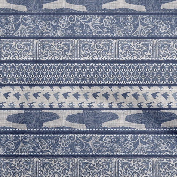 oneOone Polyester Spandex Blue Fabric Mix Block Pattern Sewing Craft Projects Fabric Prints By Yard 56 Inch Wide