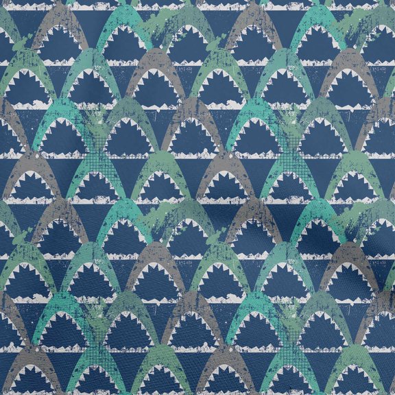 oneOone Polyester Spandex Blue Fabric Ocean Shark Sewing Craft Projects Fabric Prints By Yard 56 Inch Wide