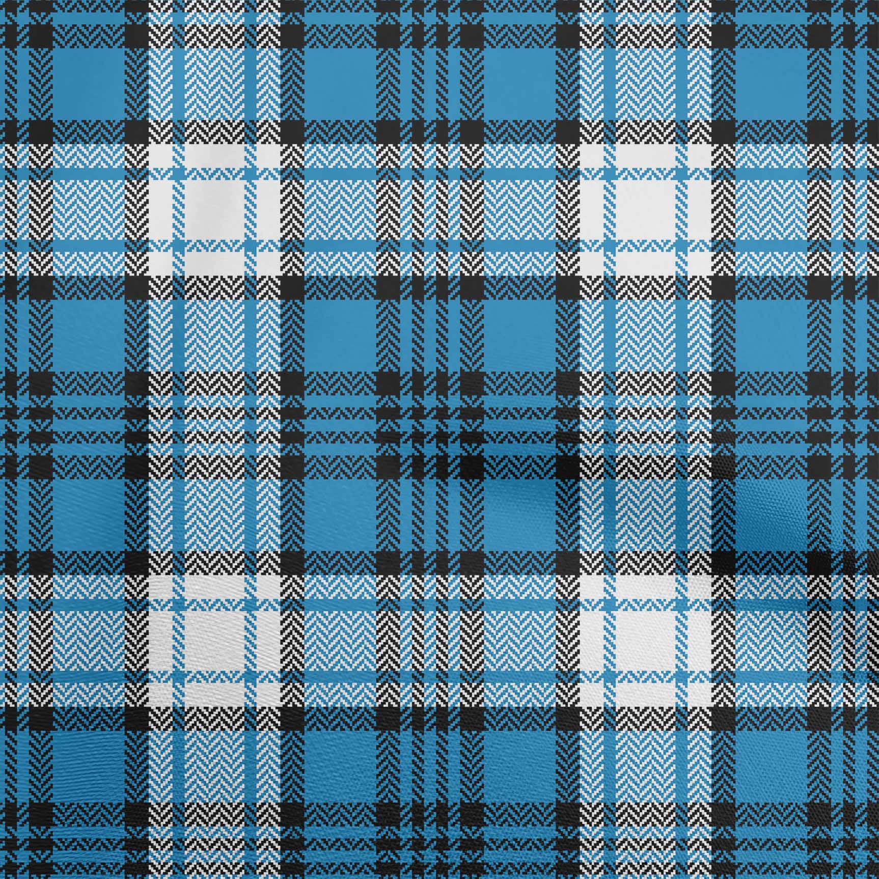 oneOone Polyester Spandex Blue Fabric Tartan Diy Clothing Quilting Fabric Print Fabric By Yard 56 Inch Wide