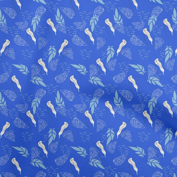 oneOone Polyester Spandex Blue Fabric Tropical Fabric For Sewing Printed Craft Fabric By The Yard 56 Inch Wide