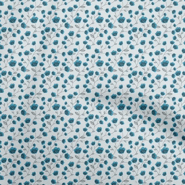 oneOone Polyester Spandex Blue2 Fabric Florals Sewing Fabric By The Yard Printed Diy Clothing Sewing Supplies 56 Inch Wide