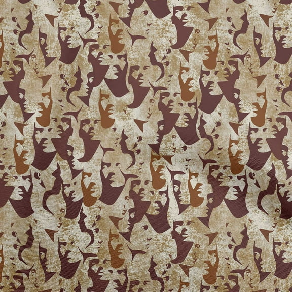 oneOone Polyester Spandex Brown Fabric Abstract Face Dress Material Fabric Print Fabric By The Yard 56 Inch Wide