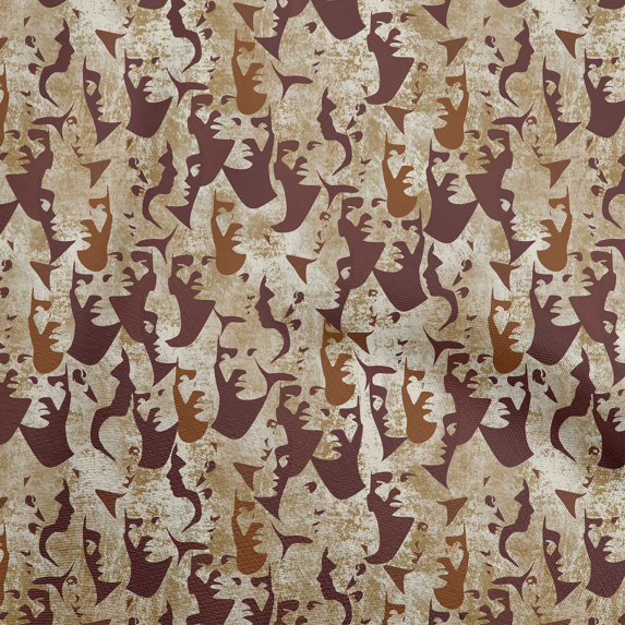 oneOone Polyester Spandex Brown Fabric Abstract Face Dress Material Fabric Print Fabric By The Yard 56 Inch Wide
