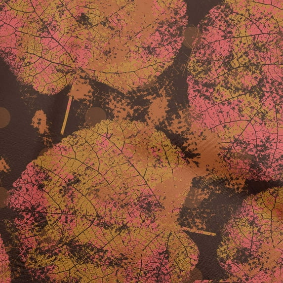 oneOone Polyester Spandex Brown Fabric Abstract Leaf Texture Quilting Supplies Print Sewing Fabric By The Yard 56 Inch Wide
